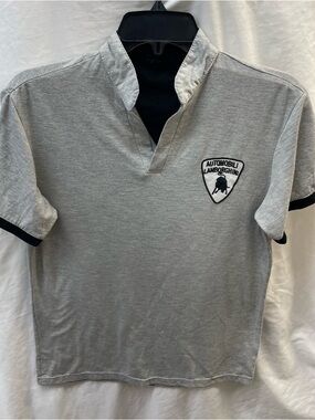 Lamborghini Embroidered Grey pullover Polo Shirt - Men's sz L